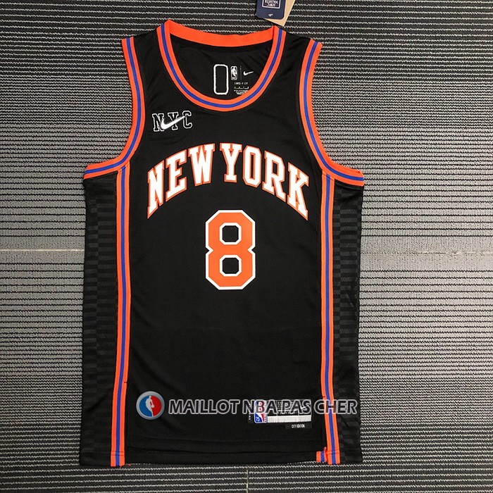 Maillot New York Knicks Kemba Walker NO 8 Ville 2021-22 Noir